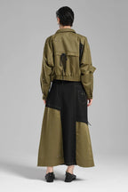  TW3 Jacke in kastiger Form, aus Polyamid, 1134, Khaki, Ausgefallen, aufwendig verarbeitet
