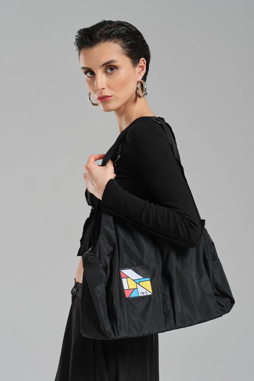  Handtasche von TW3 aus Polyamid, 1137, Schwarz, Schick, Modern, Ausgefallen, Praktisch