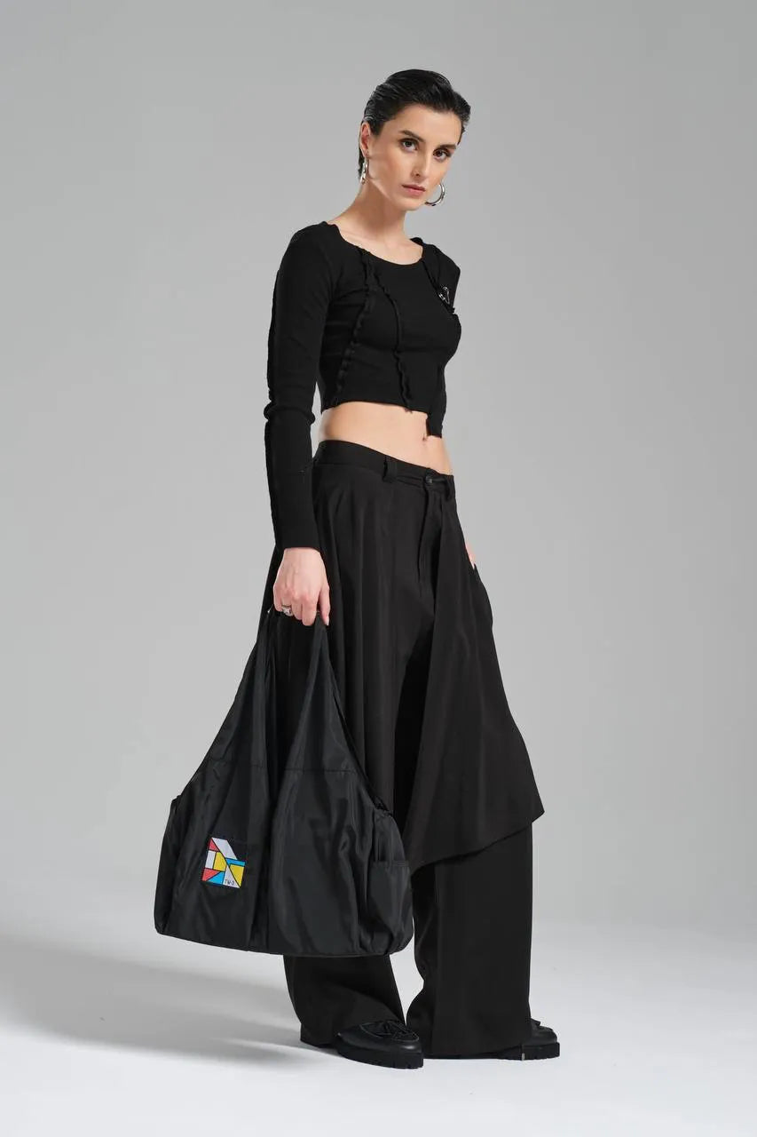  Handtasche von TW3 aus Polyamid, 1137, Schwarz, Schick, Modern, Ausgefallen, Praktisch