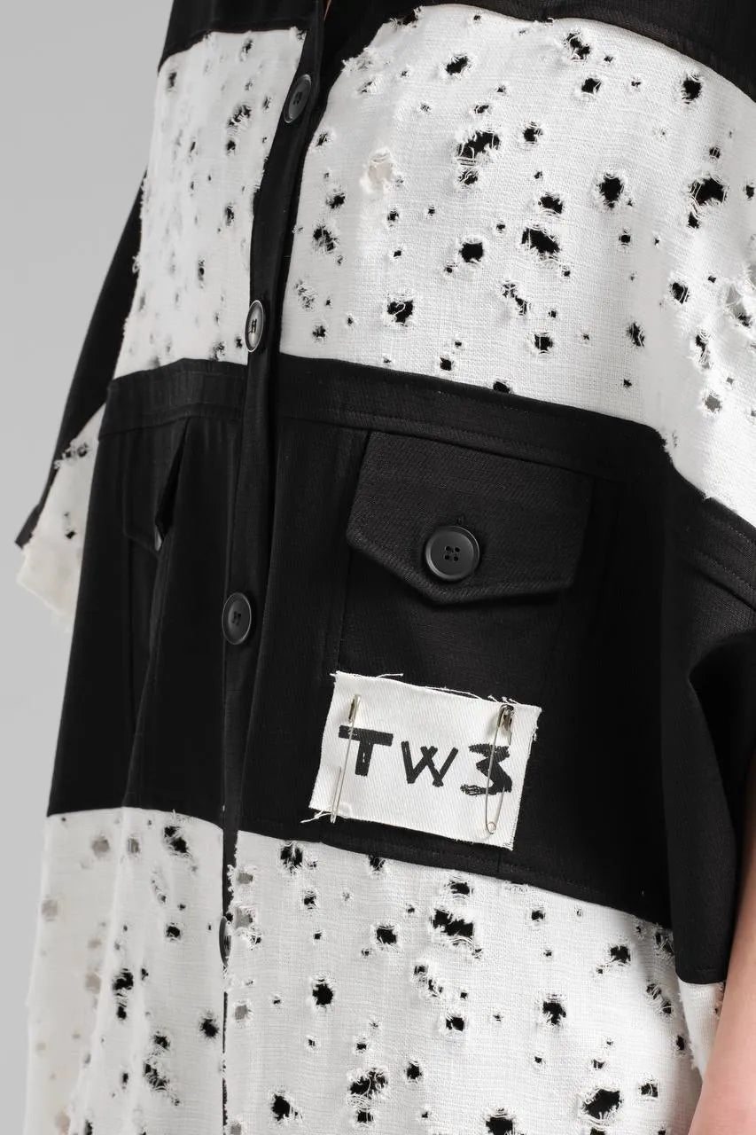  TW3 Weste in gerader Form, aus Baumwolle, 1168, Schwarz, Ausgefallen, Oversize