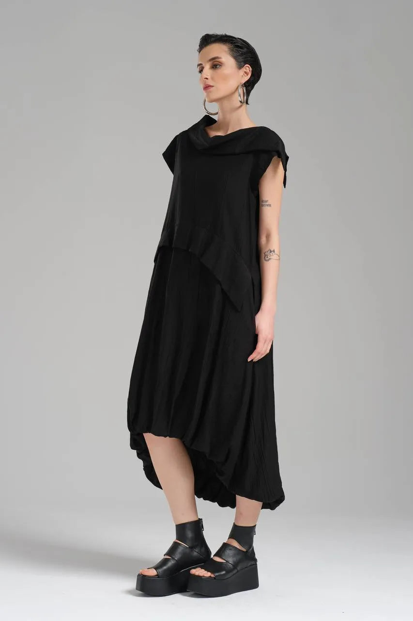  Ballonkleid von TW3 aus Polyamid, 1195, Schwarz, Schick, Modern, Ausgefallen