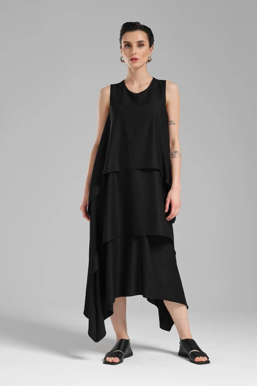 A-Form Kleid von TW3 aus Polyamid, 1197, Schwarz, Schick, Modern, Ausgefallen