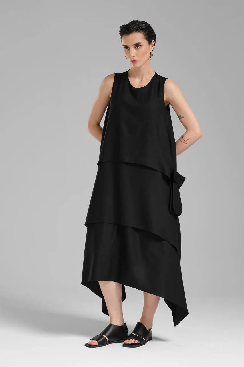  A-Form Kleid von TW3 aus Polyamid, 1197, Schwarz, Schick, Modern, Ausgefallen