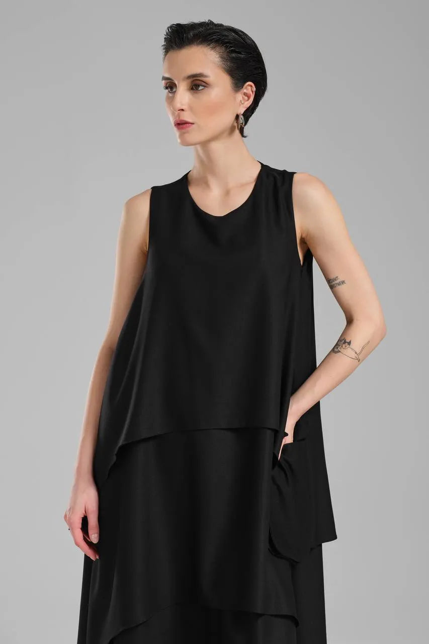  A-Form Kleid von TW3 aus Polyamid, 1197, Schwarz, Schick, Modern, Ausgefallen