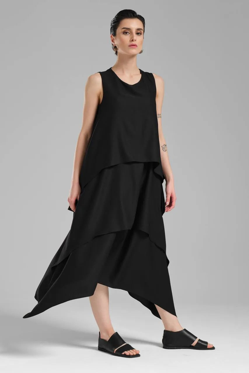  A-Form Kleid von TW3 aus Polyamid, 1197, Schwarz, Schick, Modern, Ausgefallen