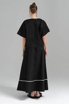  TW3 Bluse in kastiger Form, aus Baumwolle, 1226, Schwarz, Streifen, Schick, Ausgefallen