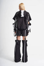  TW3 Jacke in Vokuhila-Form, aus Polyamid, 724, Schwarz, Schick, Modern, Ausgefallen