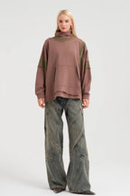  TW3 Pullover in kastiger Form, aus Baumwolle, 942, Braun, Schick, Modern, Ausgefallen