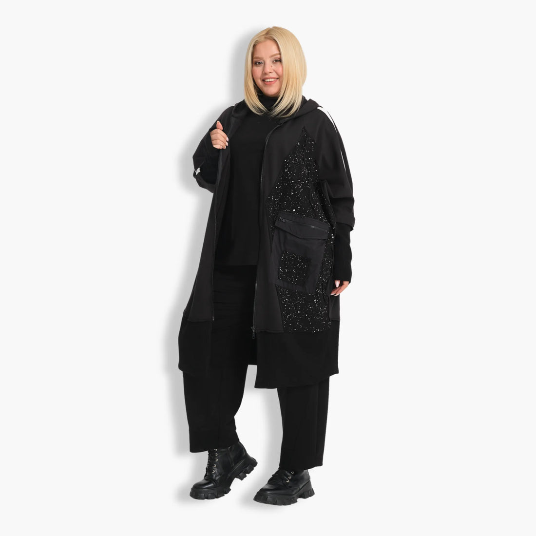  Karotte Jacke von Zedd Plus aus Baumwolle, 24571, Schwarz, Schick, Modern, Bequem