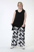  AKH Fashion Hose in gerader Form, aus Polyester, 0621.01529, Schwarz-Wollweiß, Streifen