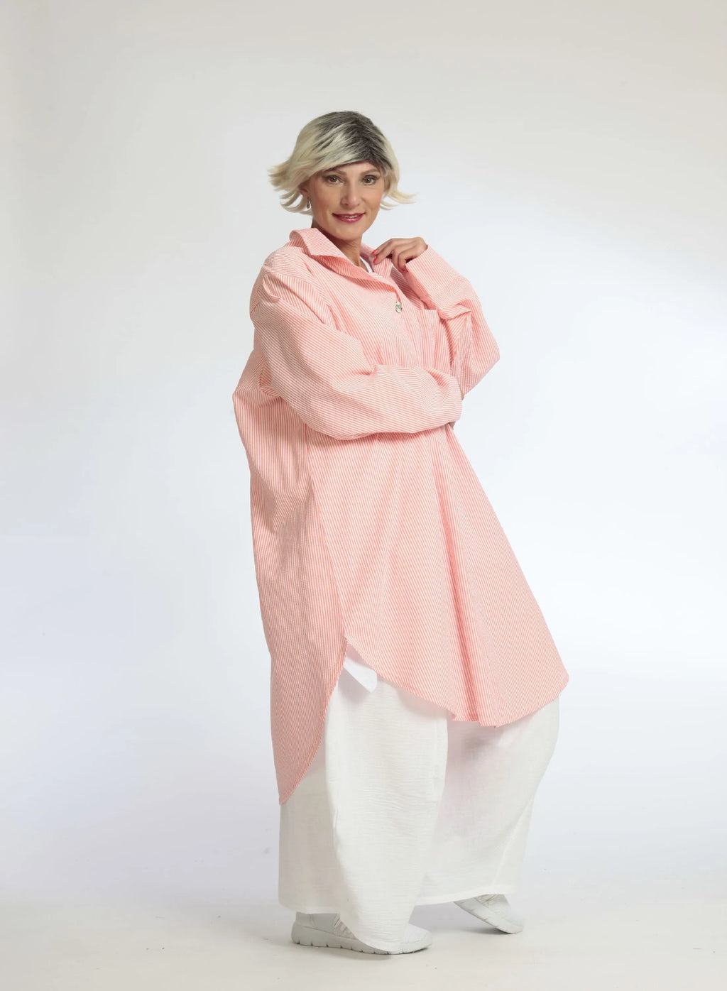  AKH Fashion Bluse in gerundeter Form, aus Baumwolle, 1058.06676, Orange, Schick, Modern