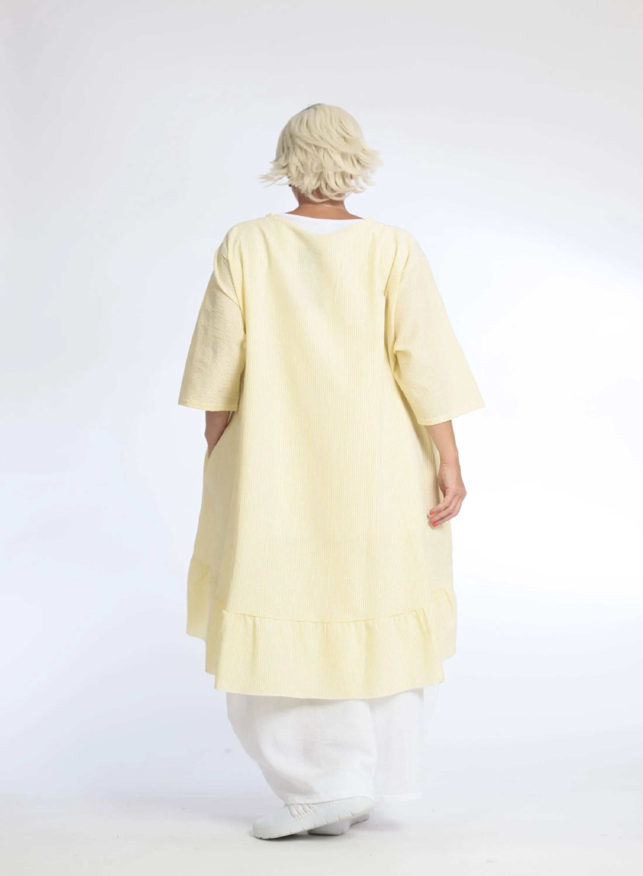  AKH Fashion Bigshirt in Vokuhila-Form, aus Baumwolle, 1058.06837, Gelb, Schick, Modern