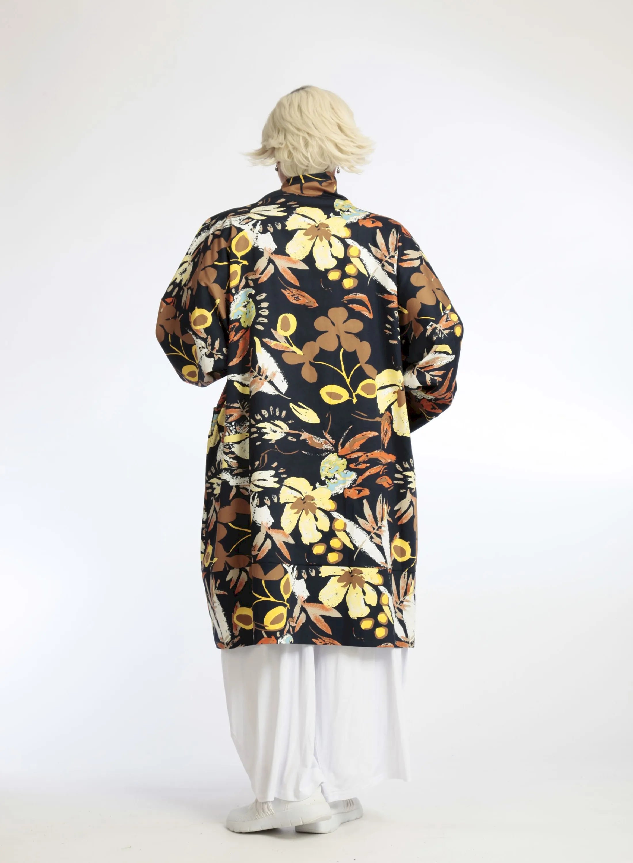  AKH Fashion Jacke in gerader Form, aus Baumwolle, 1059.06693, Dunkelblau, Blumen, Schick