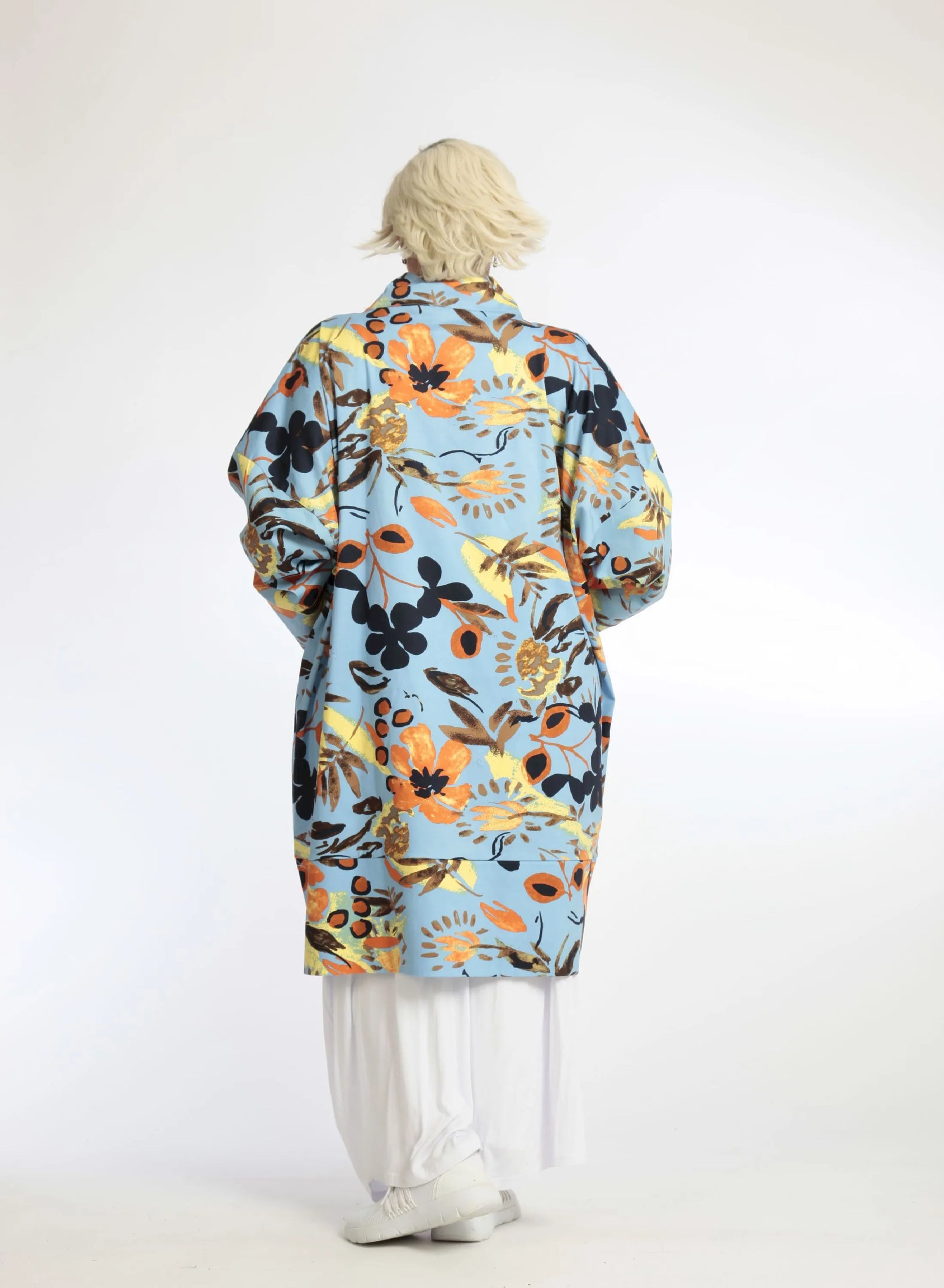  AKH Fashion Jacke in gerader Form, aus Baumwolle, 1059.06693, Hellblau, Blumen, Schick