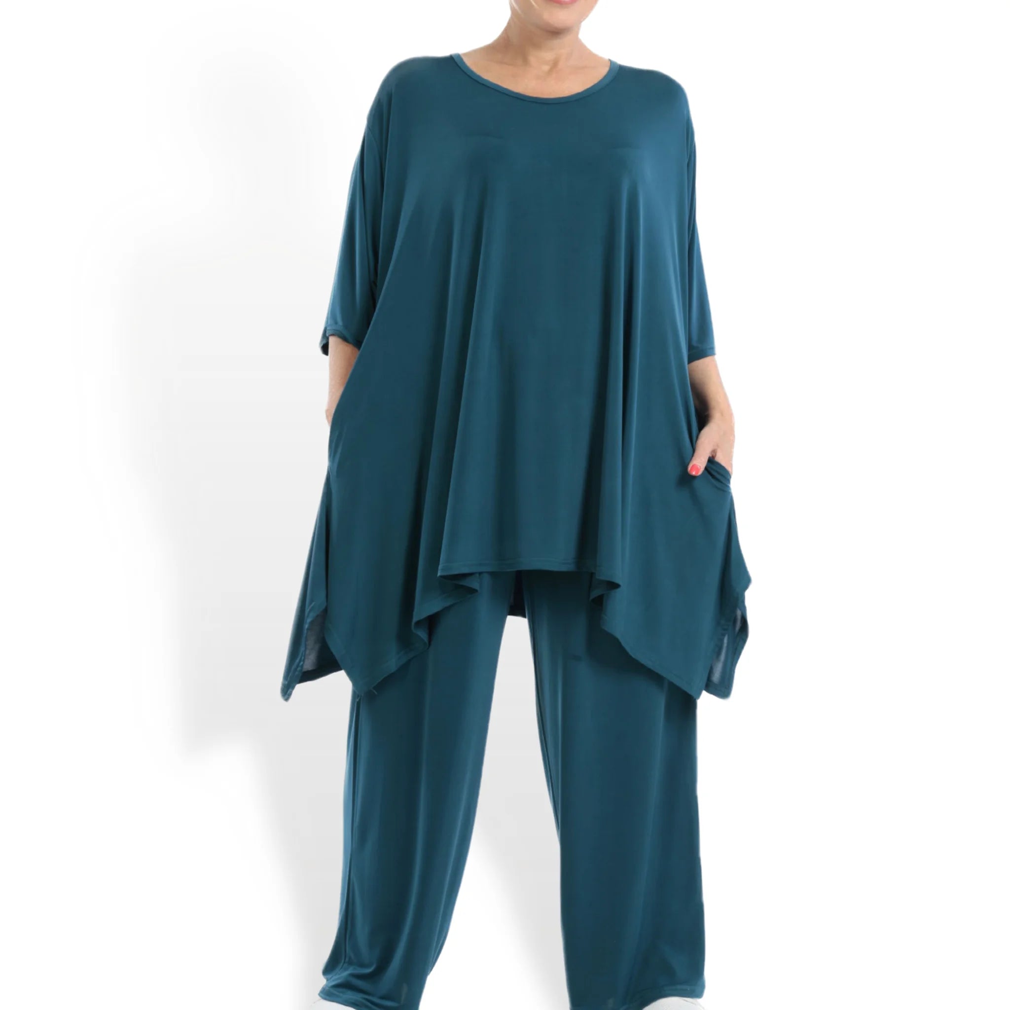  A-Form Shirt von AKH Fashion aus Viskose, 1111.01019, Petrol, Schick, Modern, Bequem