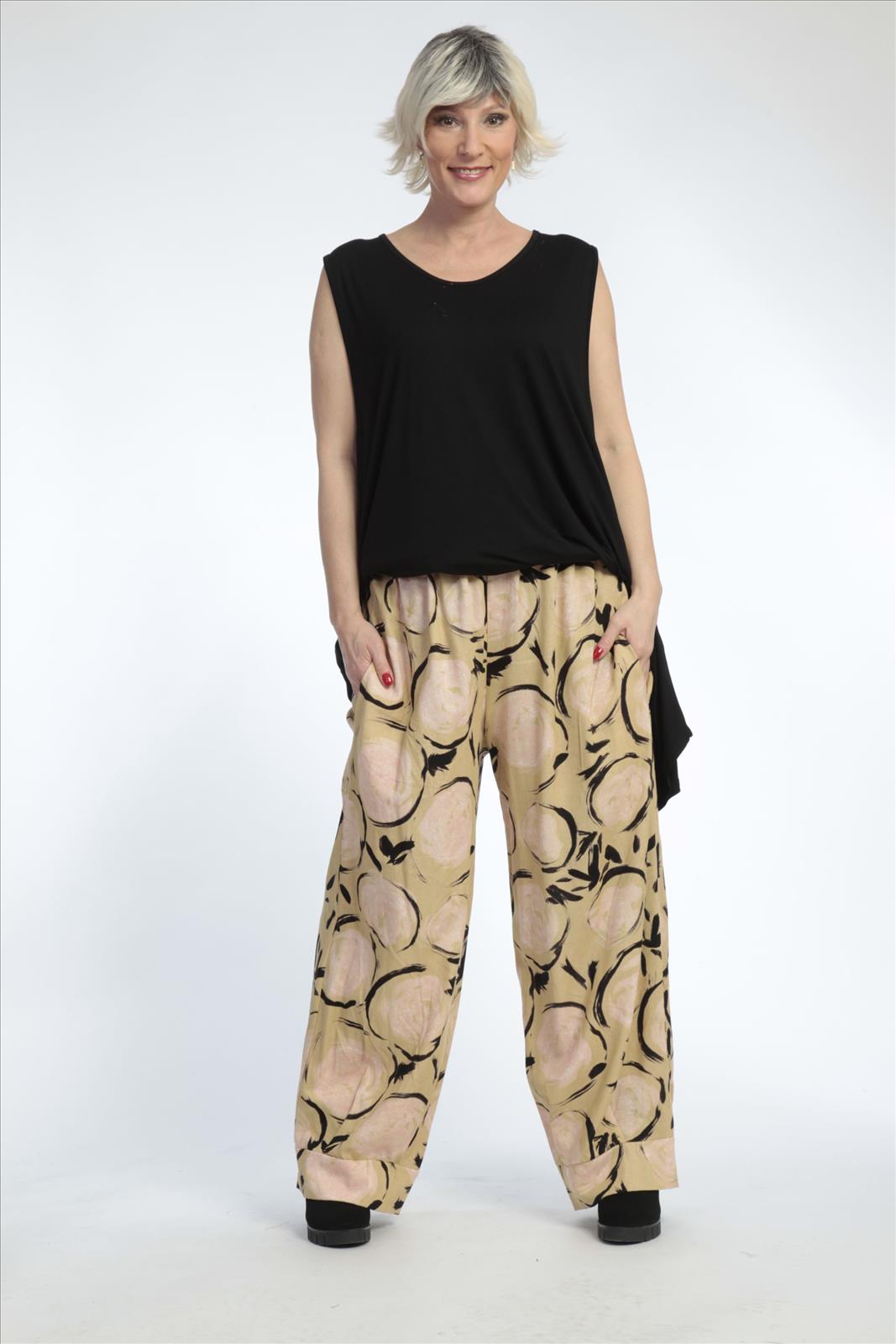  AKH Fashion Hose in gerader Form, aus Viskose, 0821.01530, Apricot-Multi, Punkte, Schick
