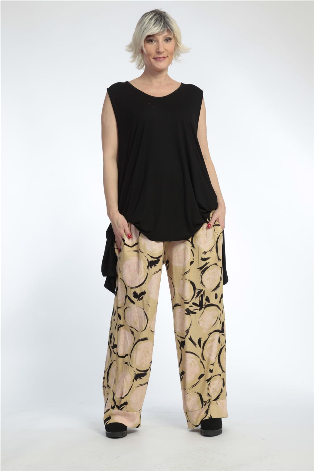  AKH Fashion Hose in gerader Form, aus Viskose, 0821.01530, Apricot-Multi, Punkte, Schick
