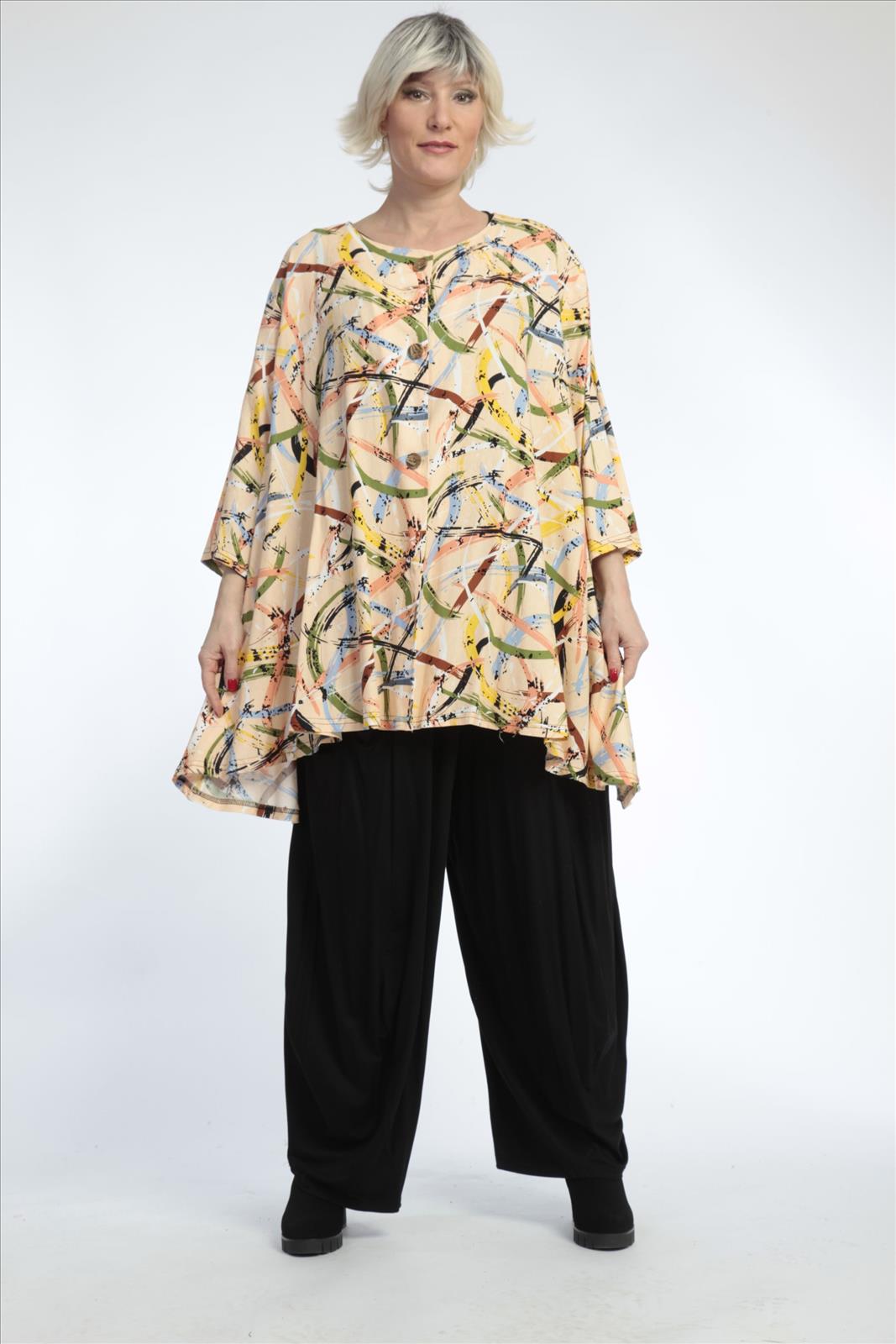  A-Form Jacke von AKH Fashion aus Viskose, 0820.00395, Apricot-Multi, Streifen, Schick