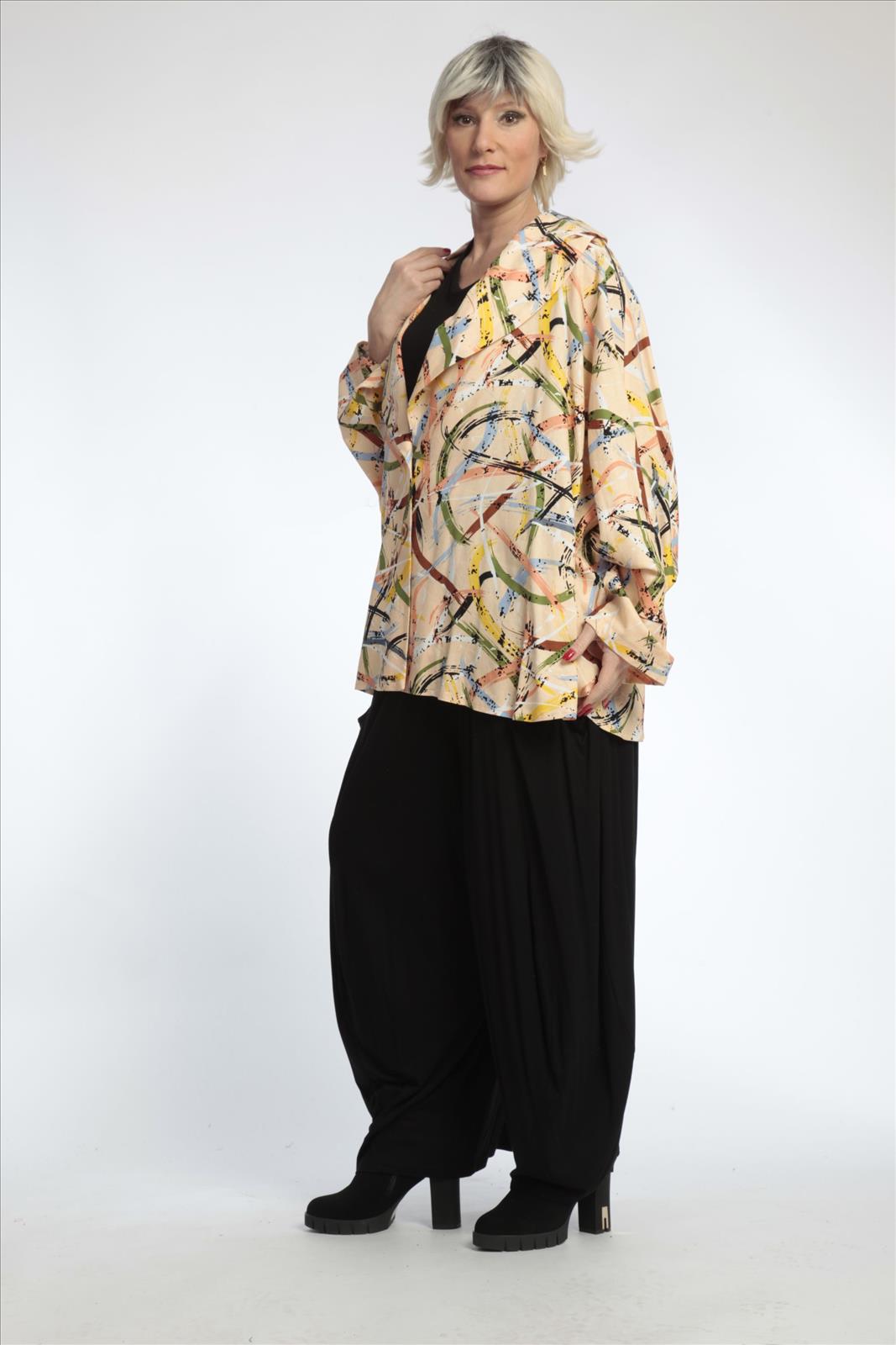  AKH Fashion Jacke in Glocken-Form, aus Viskose, 0820.00140, Apricot-Multi, Streifen
