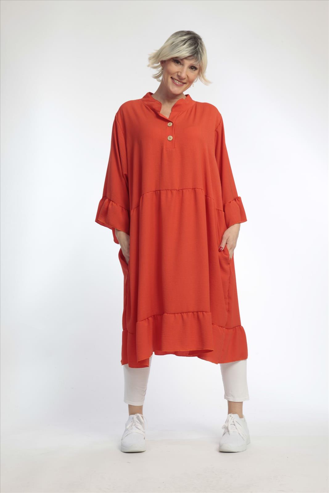  AKH Fashion Kleid in gerader Form, aus Viskose, 0831.06771, Hellrot, Schick, Modern