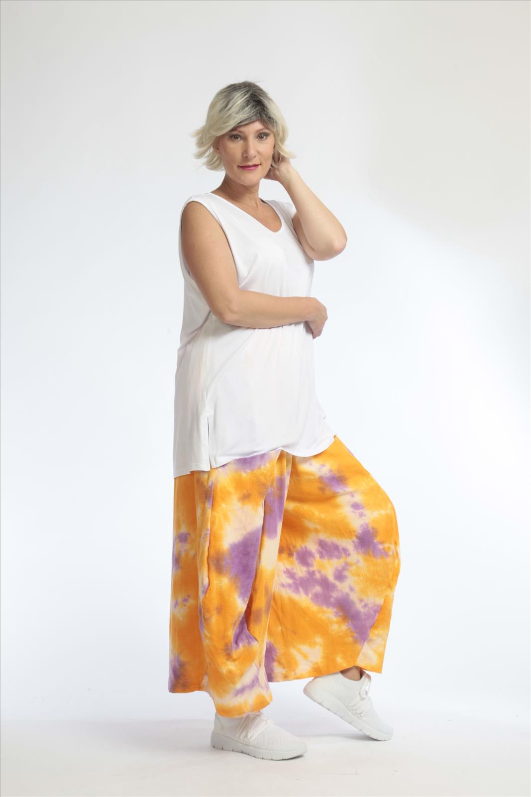  Lässige Ballonhose in Batik-Optik aus hochwertiger Baumwolle für den perfekten Lagenlook im Plus Size