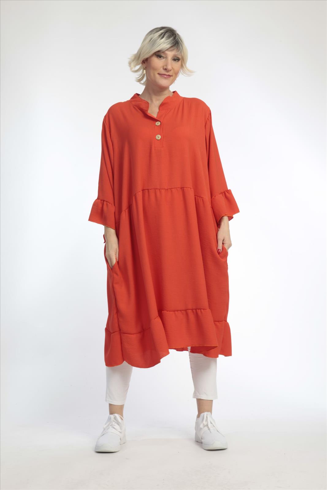  AKH Fashion Kleid in gerader Form, aus Viskose, 0831.06771, Hellrot, Schick, Modern