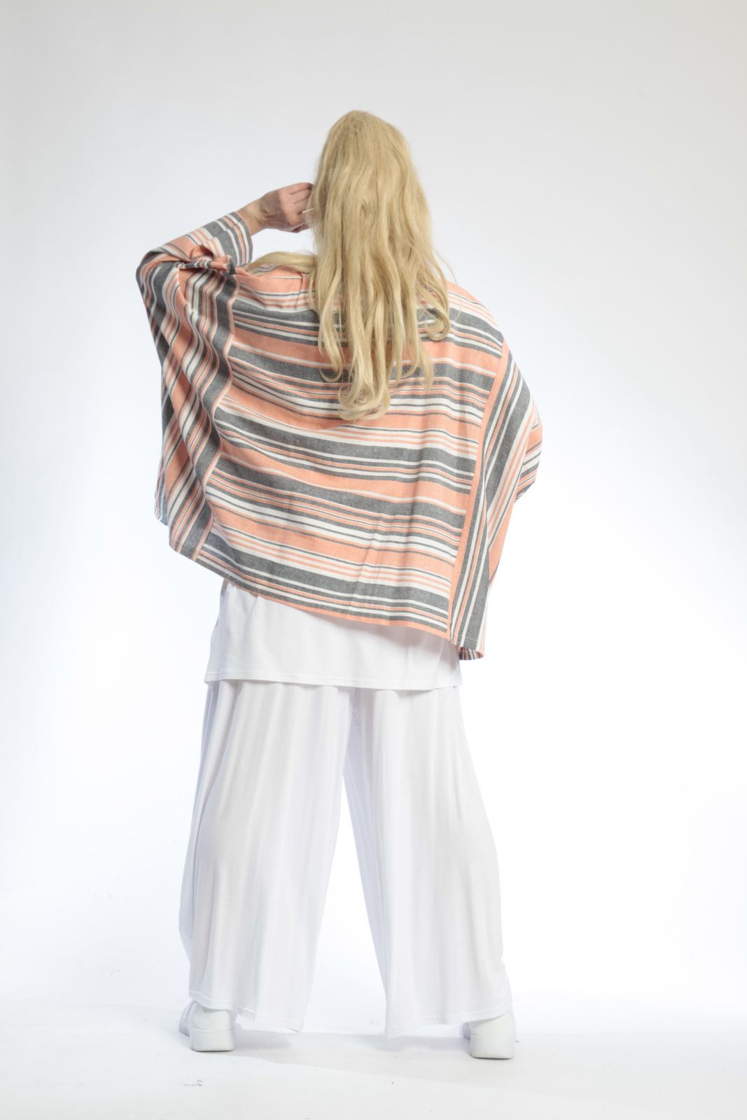  AKH Fashion Bigshirt in kastiger Form, aus Viskose, 0805.03018, Orange, Streifen, Schick