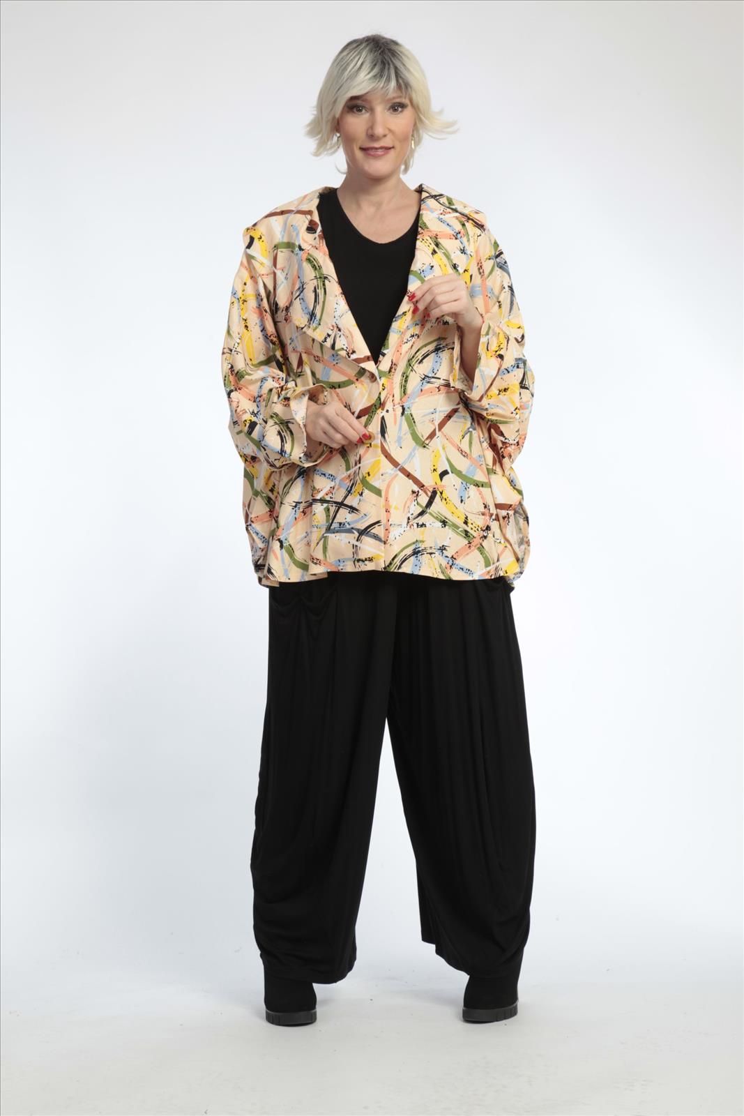  AKH Fashion Jacke in Glocken-Form, aus Viskose, 0820.00140, Apricot-Multi, Streifen