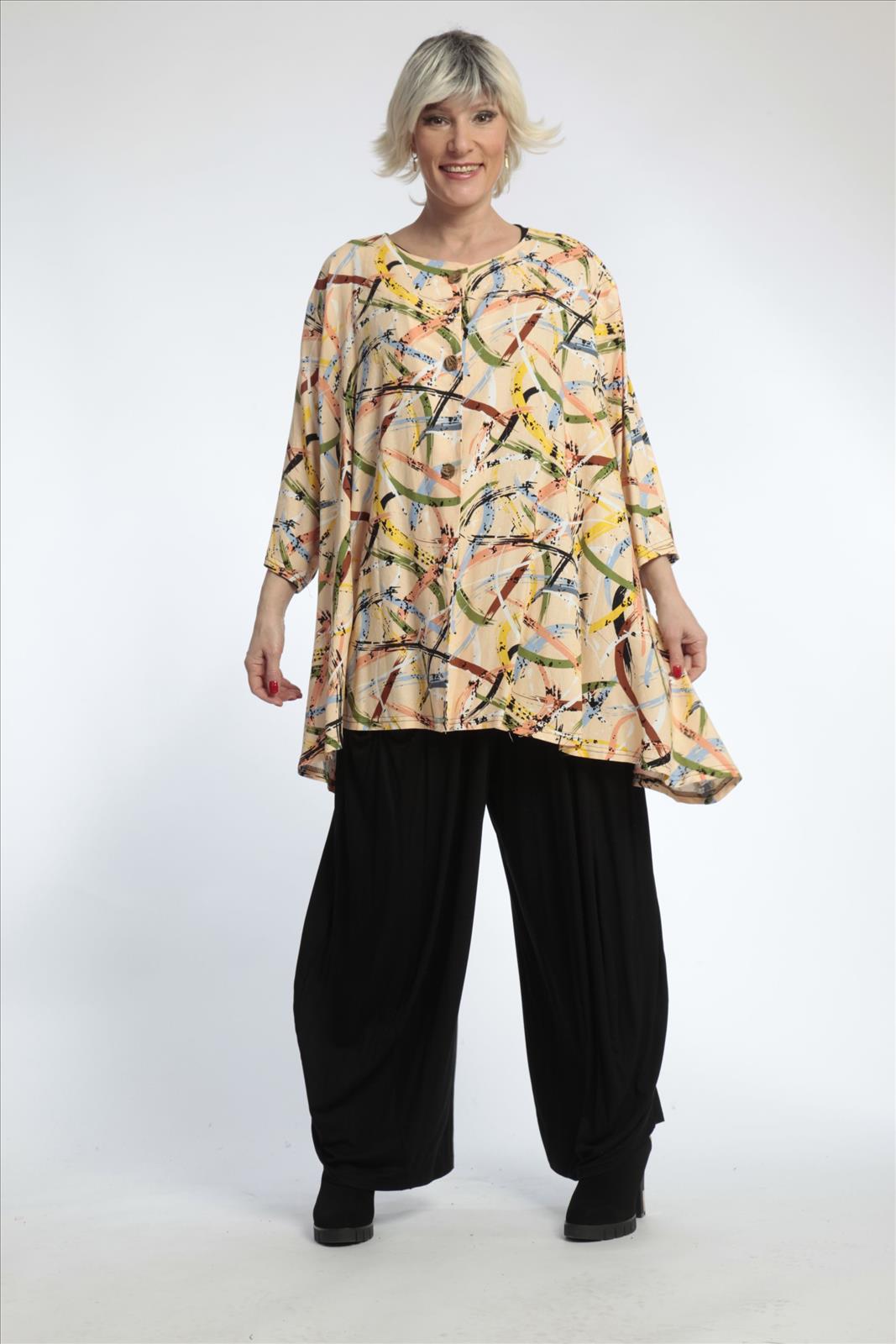  A-Form Jacke von AKH Fashion aus Viskose, 0820.00395, Apricot-Multi, Streifen, Schick