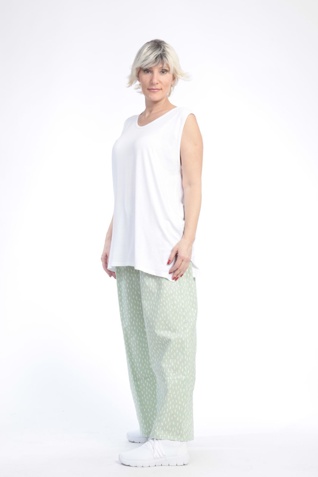  AKH Fashion Hose in gerader Form, aus Baumwolle, 0848.00221, Hellgrün, Punkte, Schick