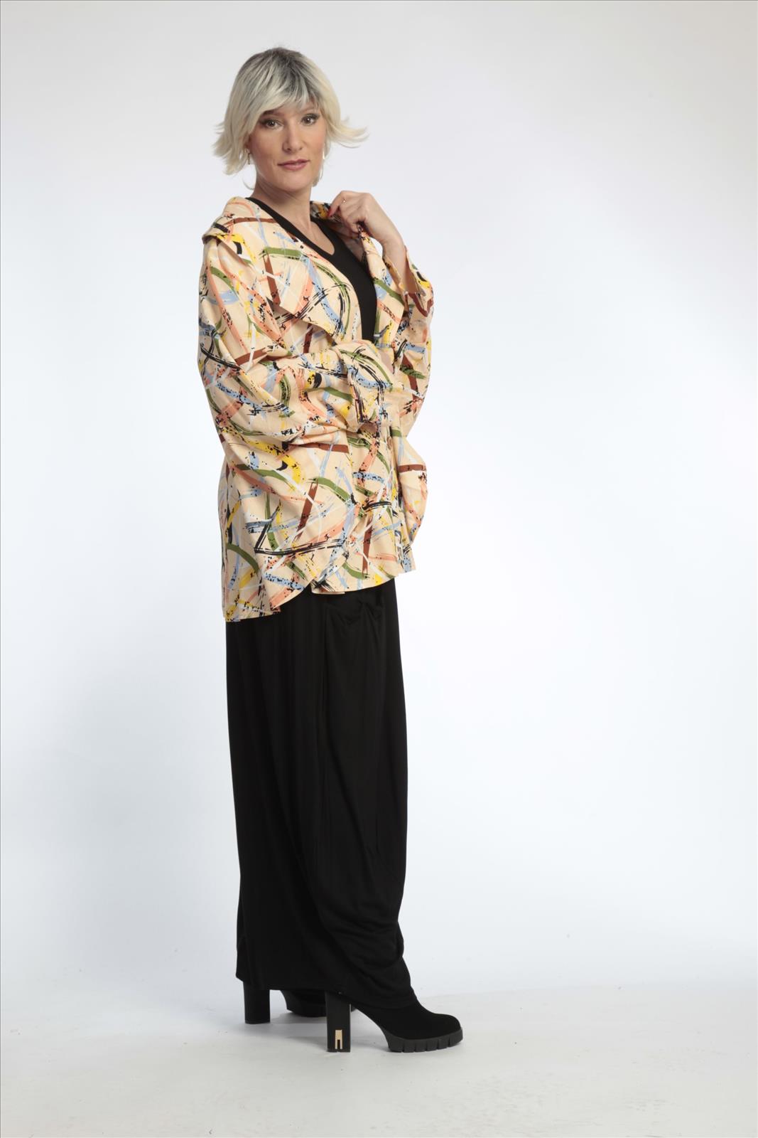  AKH Fashion Jacke in Glocken-Form, aus Viskose, 0820.00140, Apricot-Multi, Streifen