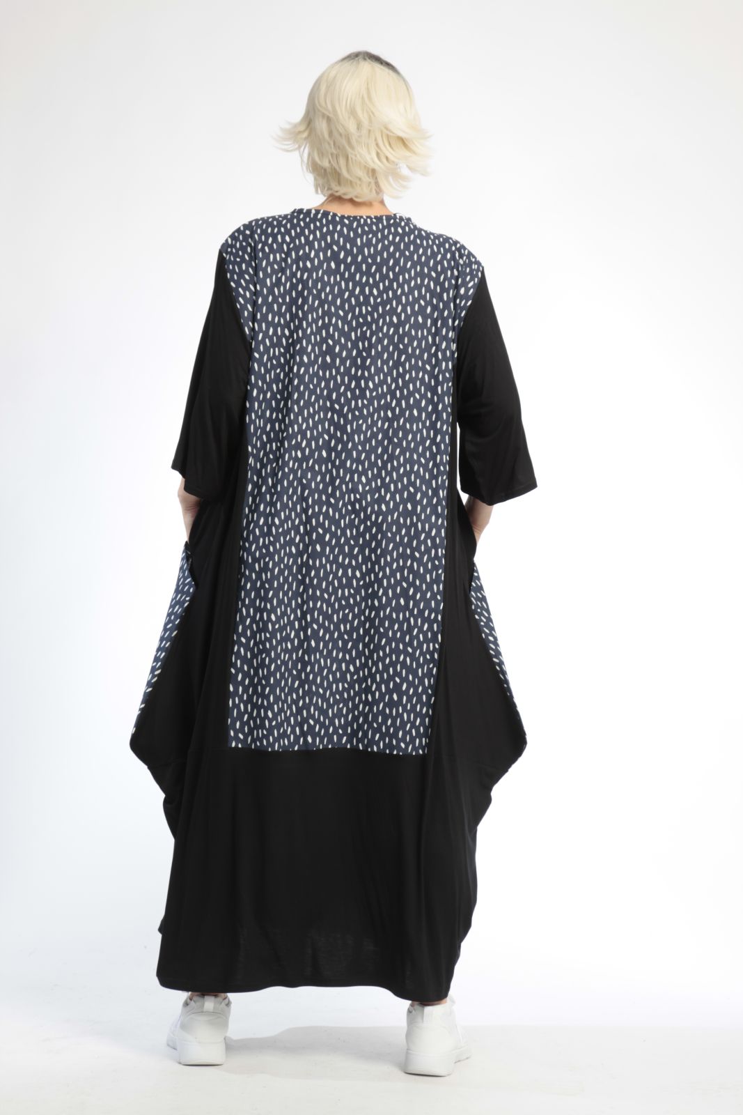  Ballonkleid von AKH Fashion aus Baumwolle, 0848.01923, Schwarz-Marine, Punkte, Schick