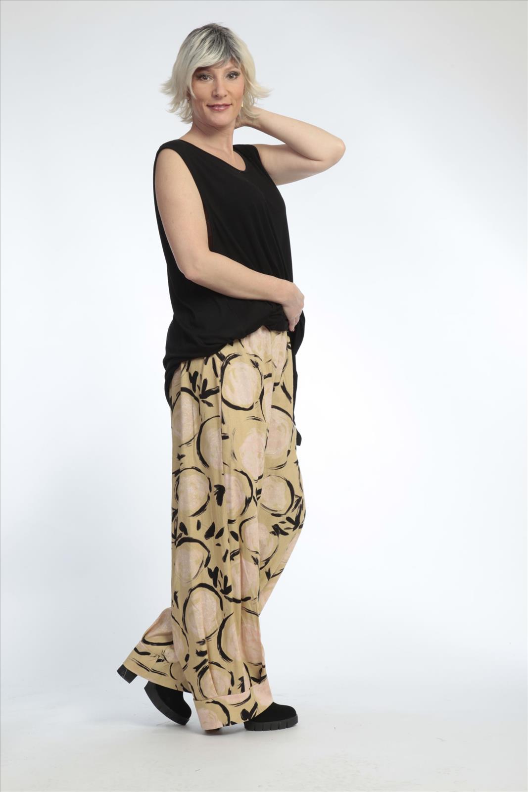  AKH Fashion Hose in gerader Form, aus Viskose, 0821.01530, Apricot-Multi, Punkte, Schick