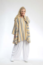  A-Form Bigshirt von AKH Fashion aus Viskose, 0805.00593, Gelb, Streifen, Schick, Modern