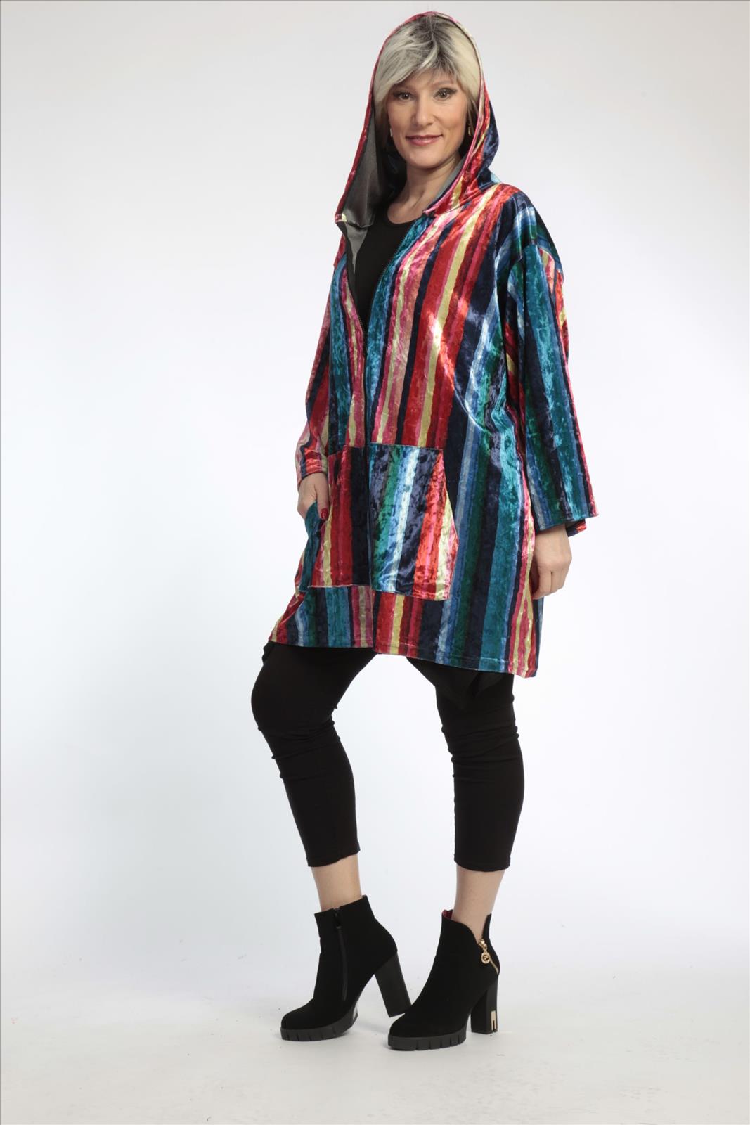  AKH Fashion Jacke in gerader Form, aus Materialmix, 0819.06707, Multicolor, Streifen