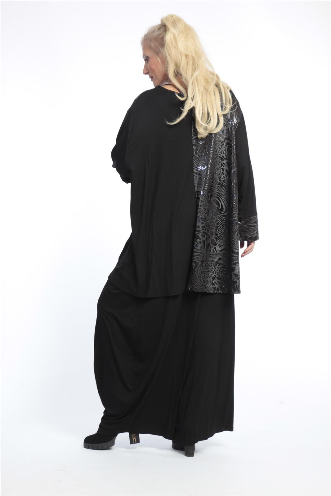  A-Form Bigshirt von AKH Fashion aus Viskose, 0781.06586, Schwarz, Leopard, Schick, Modern