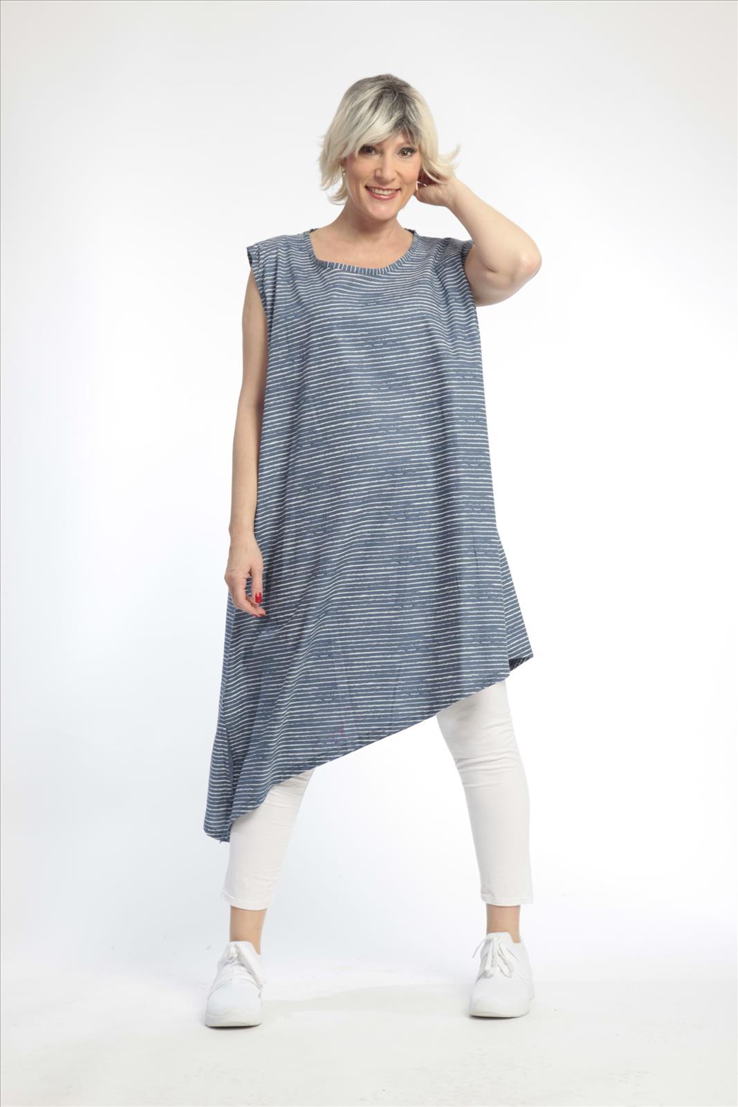  AKH Fashion Tunika in asymmetrischer Form, aus Baumwolle, 0832.06776, Blau-Weiß, Streifen