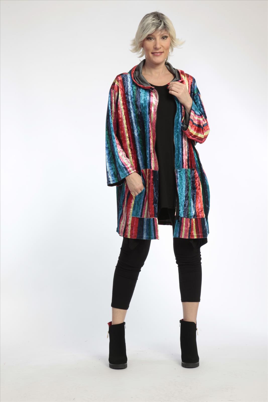  AKH Fashion Jacke in gerader Form, aus Materialmix, 0819.06707, Multicolor, Streifen