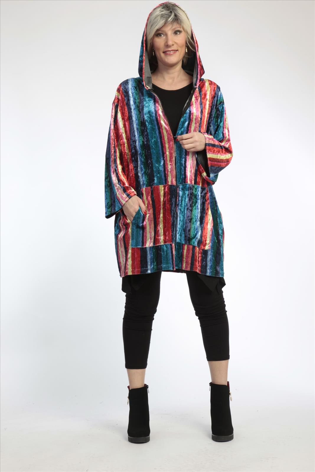  AKH Fashion Jacke in gerader Form, aus Materialmix, 0819.06707, Multicolor, Streifen