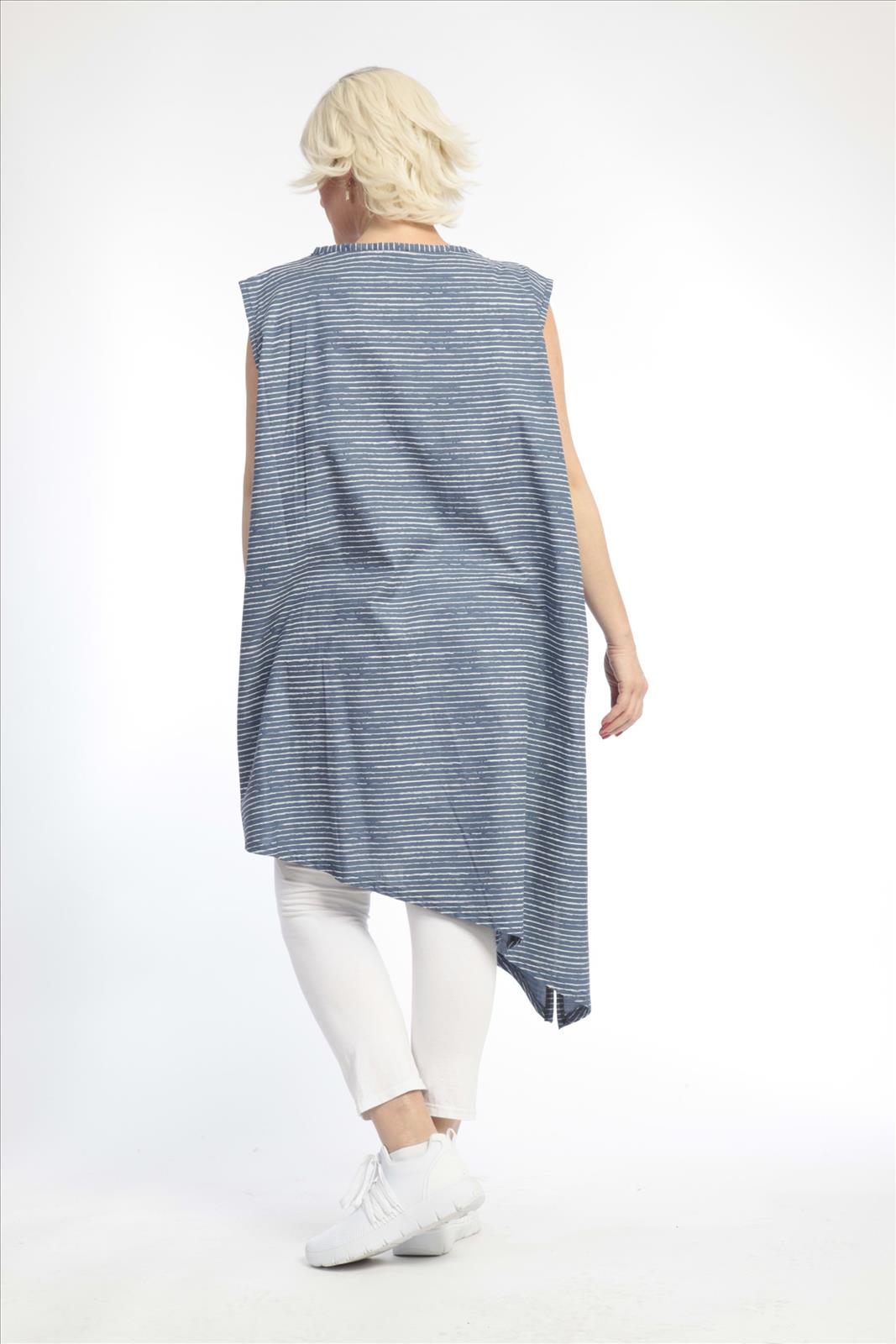  AKH Fashion Tunika in asymmetrischer Form, aus Baumwolle, 0832.06776, Blau-Weiß, Streifen