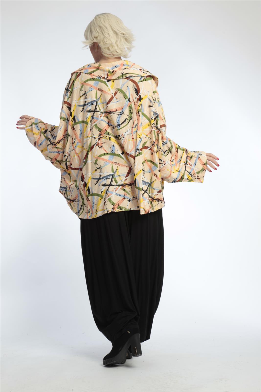  AKH Fashion Jacke in Glocken-Form, aus Viskose, 0820.00140, Apricot-Multi, Streifen