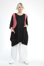  Ballonshirt von AKH Fashion aus Baumwolle, 0848.06767, Schwarz-Rot, Punkte, Schick