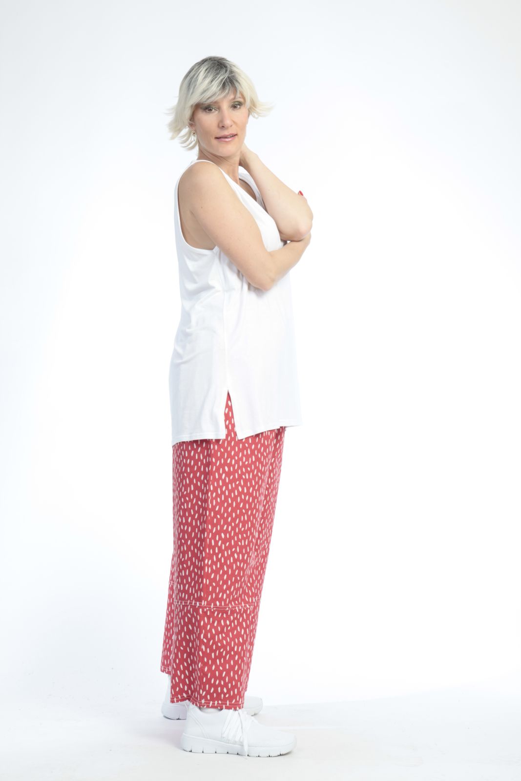  AKH Fashion Hose in gerader Form, aus Baumwolle, 0848.00221, Rot, Punkte, Schick, Modern