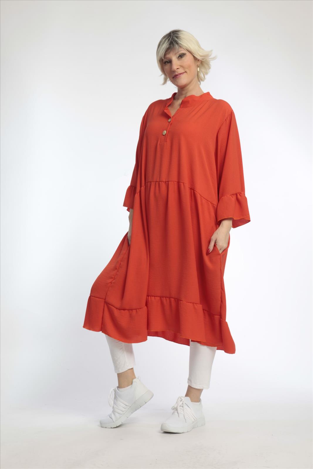  AKH Fashion Kleid in gerader Form, aus Viskose, 0831.06771, Hellrot, Schick, Modern
