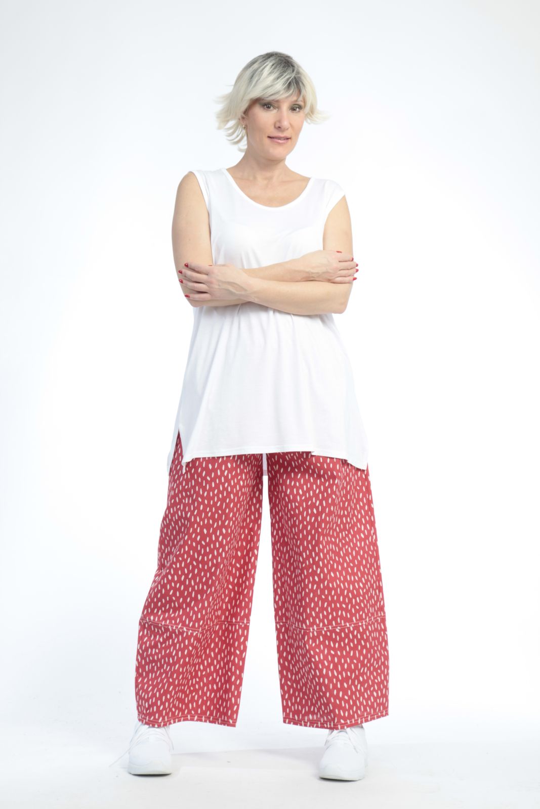  AKH Fashion Hose in gerader Form, aus Baumwolle, 0848.00221, Rot, Punkte, Schick, Modern