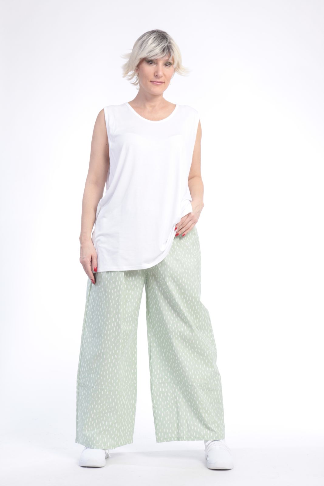  AKH Fashion Hose in gerader Form, aus Baumwolle, 0848.00221, Hellgrün, Punkte, Schick