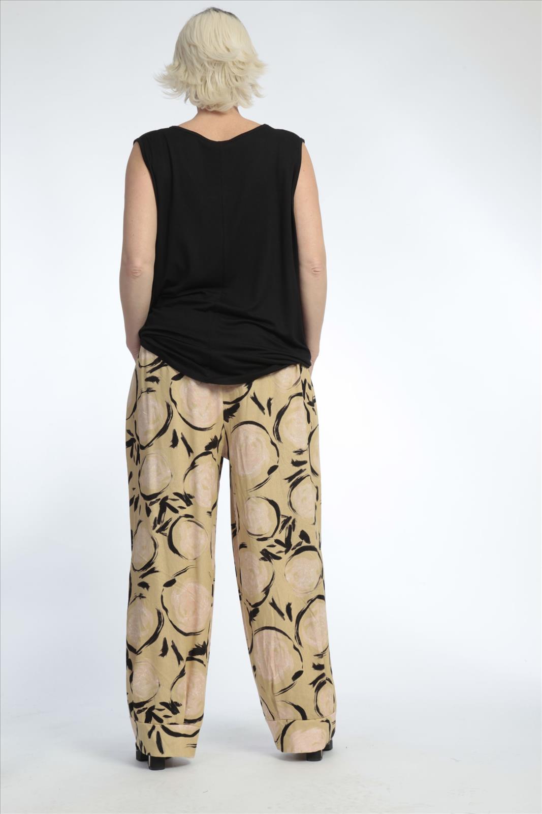  AKH Fashion Hose in gerader Form, aus Viskose, 0821.01530, Apricot-Multi, Punkte, Schick