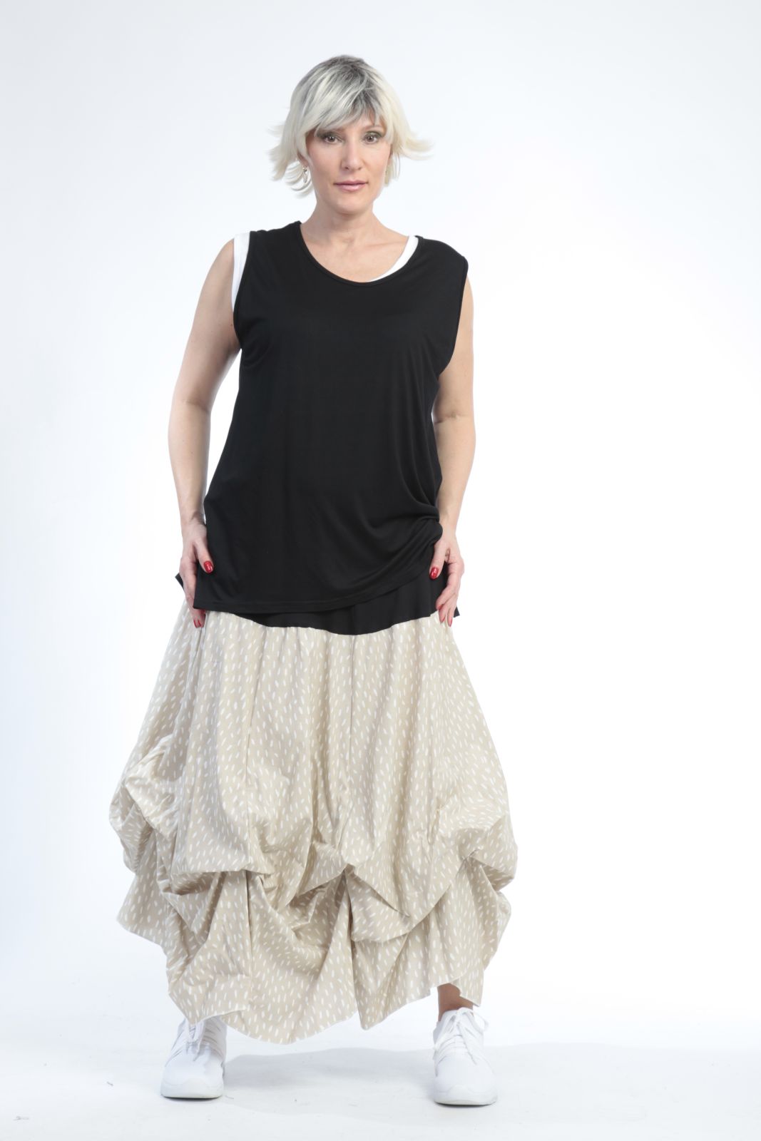  Ballonrock von AKH Fashion aus Baumwolle, 0848.07559, Beige, Punkte, Schick, Modern
