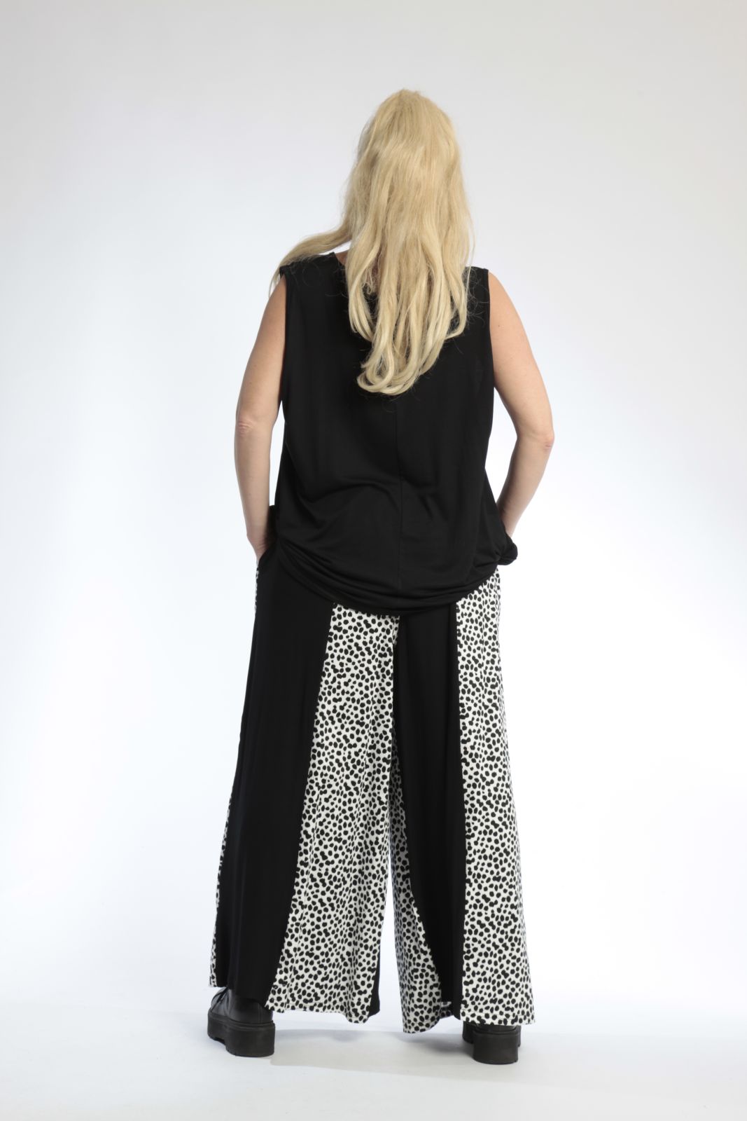  AKH Fashion Hose in gerader Form, aus Baumwolle, 0799.06747, Schwarz-Weiß, Punkte, Schick