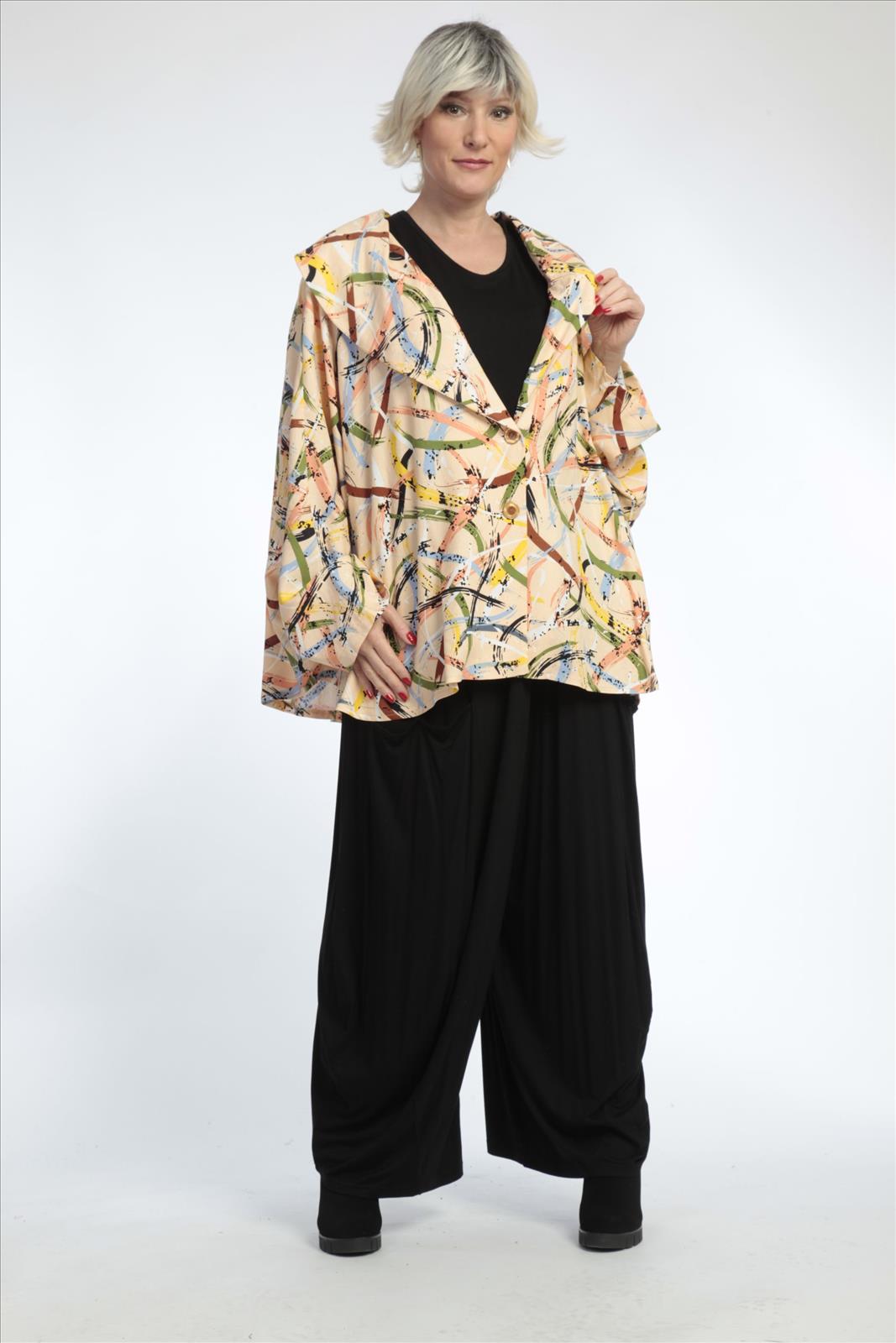  AKH Fashion Jacke in Glocken-Form, aus Viskose, 0820.00140, Apricot-Multi, Streifen